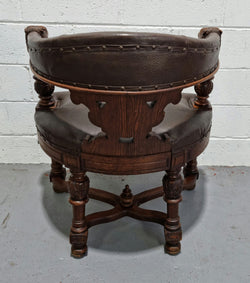 Henry 2nd Style French Oak Leather Library Chair | Antique & Vintage | Moonee Ponds Antiques | Australia Wide Delivery