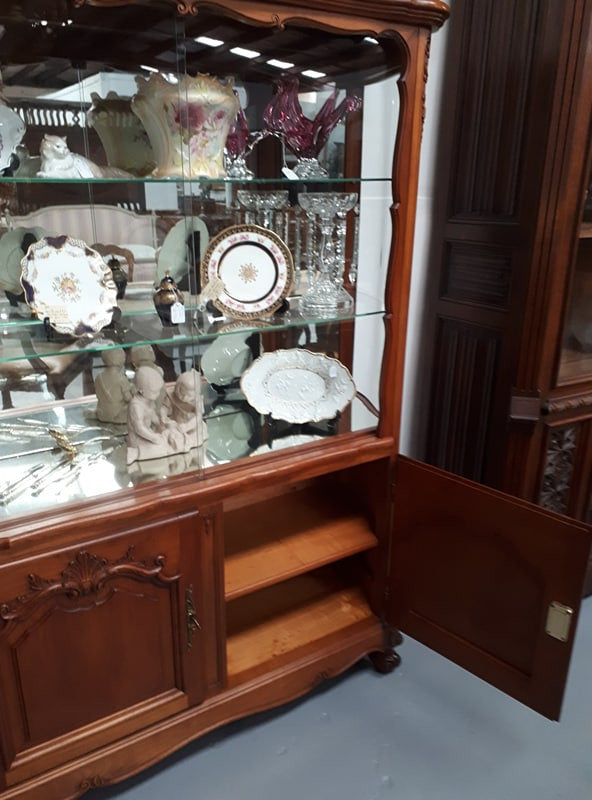 French Cherry Wood Louis XV Style Vitrine