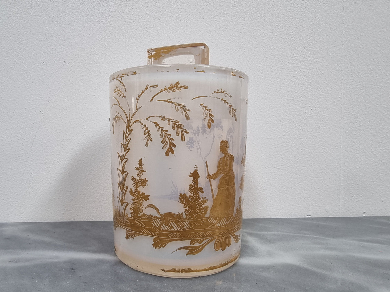 Antique French Opaline Glass Lidded Container With Lovely Gilt Decoration | Antique & Vintage | Moonee Ponds Antiques | Australia Wide Delivery