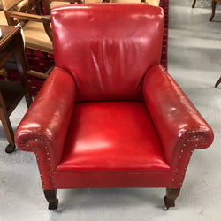 Art Deco Red Leather Arm Chair | Antique & Vintage | Moonee Ponds Antiques | Australia Wide Delivery