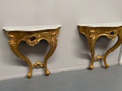 Rare Pair Of Antique Carved Gilt Wood & Marble Top Console Tables | Antique & Vintage | Moonee Ponds Antiques | Australia Wide Delivery