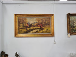 Large Signed Oil Painting On Canvas "Fox Hunt" Scene | Antique & Vintage | Moonee Ponds Antiques | Australia Wide Delivery