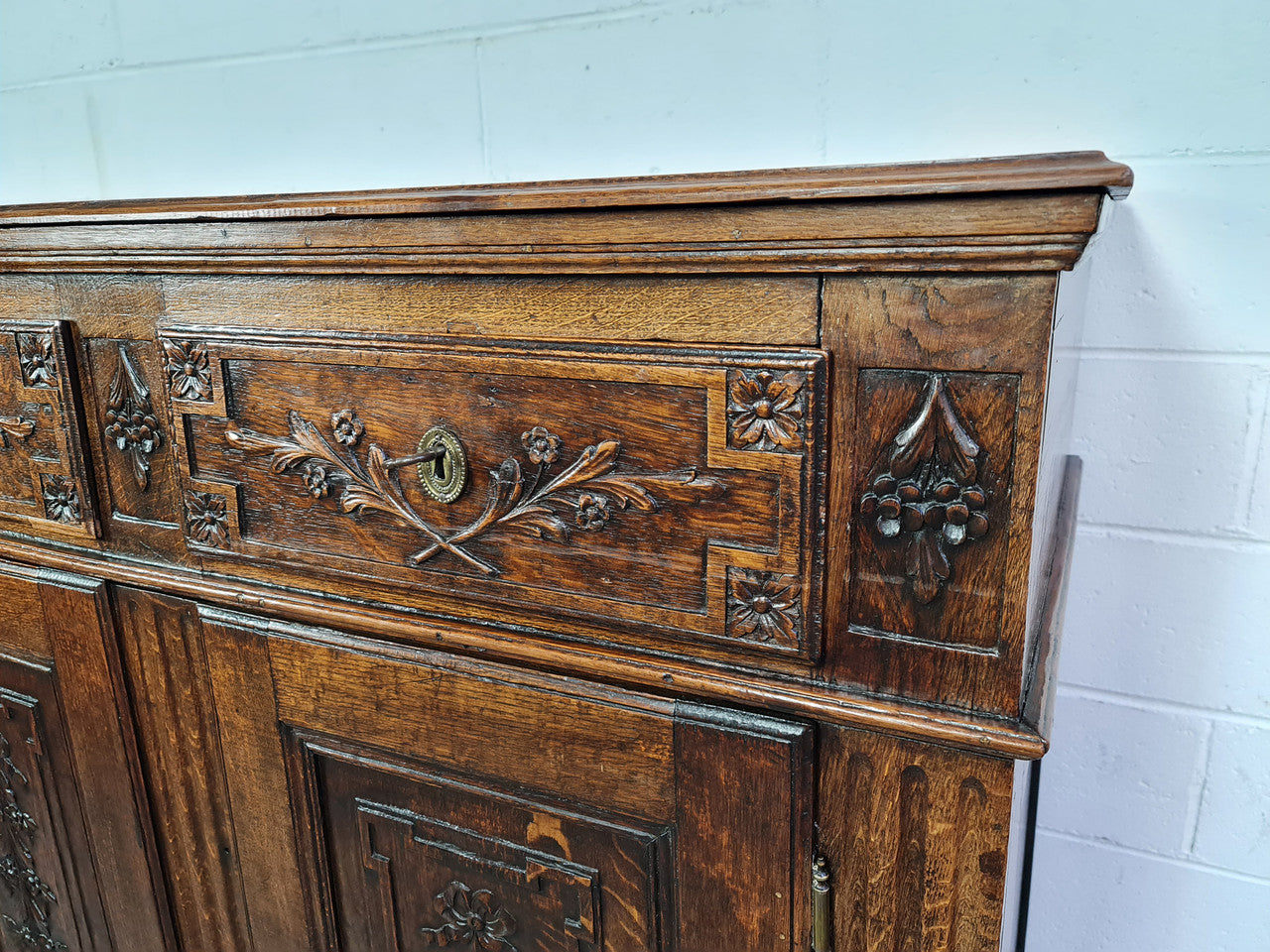 18th Century French Oak Tall Sideboard With Detailed Carvings | Antique & Vintage | Moonee Ponds Antiques | Australia Wide Delivery