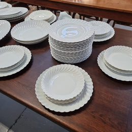 Limoge "Haviland" large white part dinner service. Includes some white service with gilt decoration. Although most items are in good condition please note two plates do have small chips. We are able to supply more photos on request.
