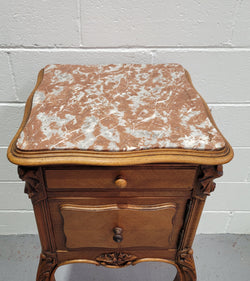 Single French Louis XV Style Walnut Inset Marble Top Bedside | Antique & Vintage | Moonee Ponds Antiques | Australia Wide Delivery