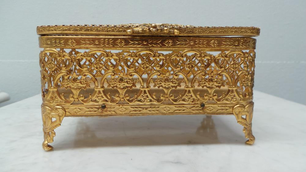 Gilt Filigree Jewellery Box | Antique & Vintage | Moonee Ponds Antiques | Australia Wide Delivery