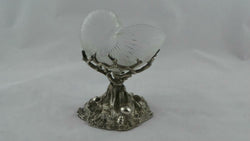 Victorian Etched Shell Glass Salts on Silver Stand | Antique & Vintage | Moonee Ponds Antiques | Australia Wide Delivery