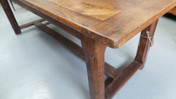 French Oak Farmhouse Table With Strecher Base | Antique & Vintage | Moonee Ponds Antiques | Australia Wide Delivery