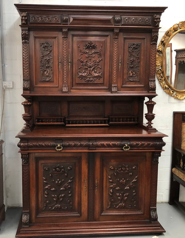 Amazing 19th century French Henry II style gothic, carved and very ornate sideboard. There is plenty of room for storage and top section comes off if desired. Please see photos.