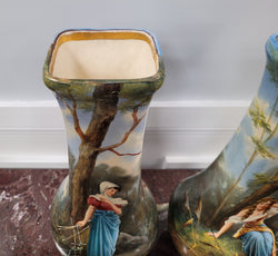 Pair of Victorian Decorative Vases Depicting Women | Antique & Vintage | Moonee Ponds Antiques | Australia Wide Delivery