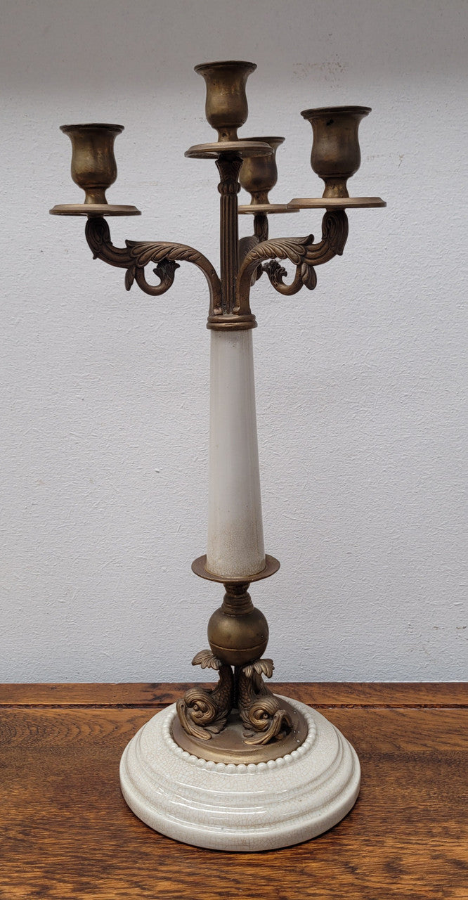 Vintage Decorative Ceramic & Metal Candlestick