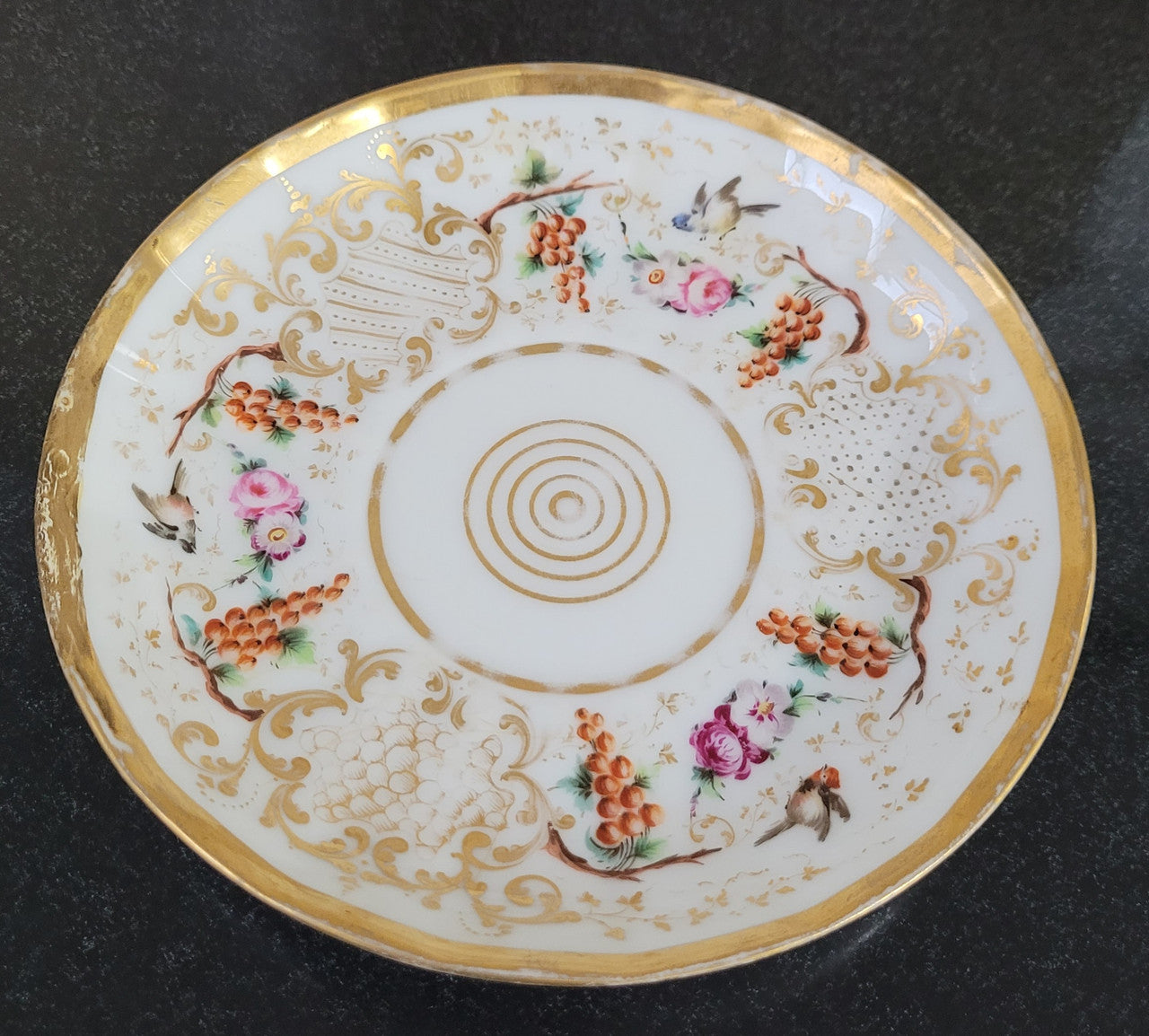 “Old Paris Porcelain” Large Cup & Saucer Beautifully Decorated with Birds | Antique & Vintage | Moonee Ponds Antiques | Australia Wide Delivery