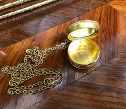 Vintage Gilt French Enamel Pill Box On Chain | Antique & Vintage | Moonee Ponds Antiques | Australia Wide Delivery