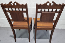 Pair of Edwardian Mahogany Hall Chairs With Original Tile in Back | Antique & Vintage | Moonee Ponds Antiques | Australia Wide Delivery
