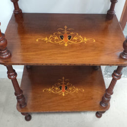 A Beautiful Victorian English Inlaid And Detailed Carved Whatnot