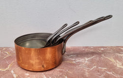 Set of Five Vintage Copper Saucepans with Tin Lining Made In France | Antique & Vintage | Moonee Ponds Antiques | Australia Wide Delivery