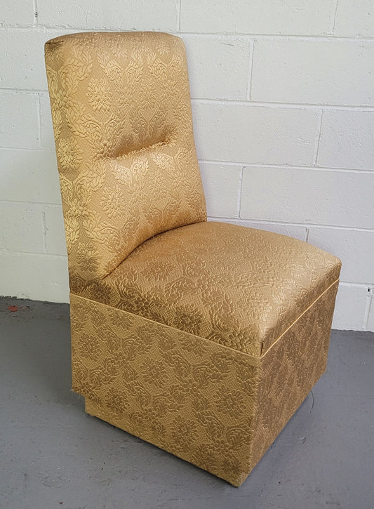 Vintage nicely upholstered bedroom chair. Upholstery is in good original used condition, please view photos as they help form part of the description.