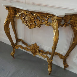 Louis XV Style French Beautifully Carved Gilt Console Table