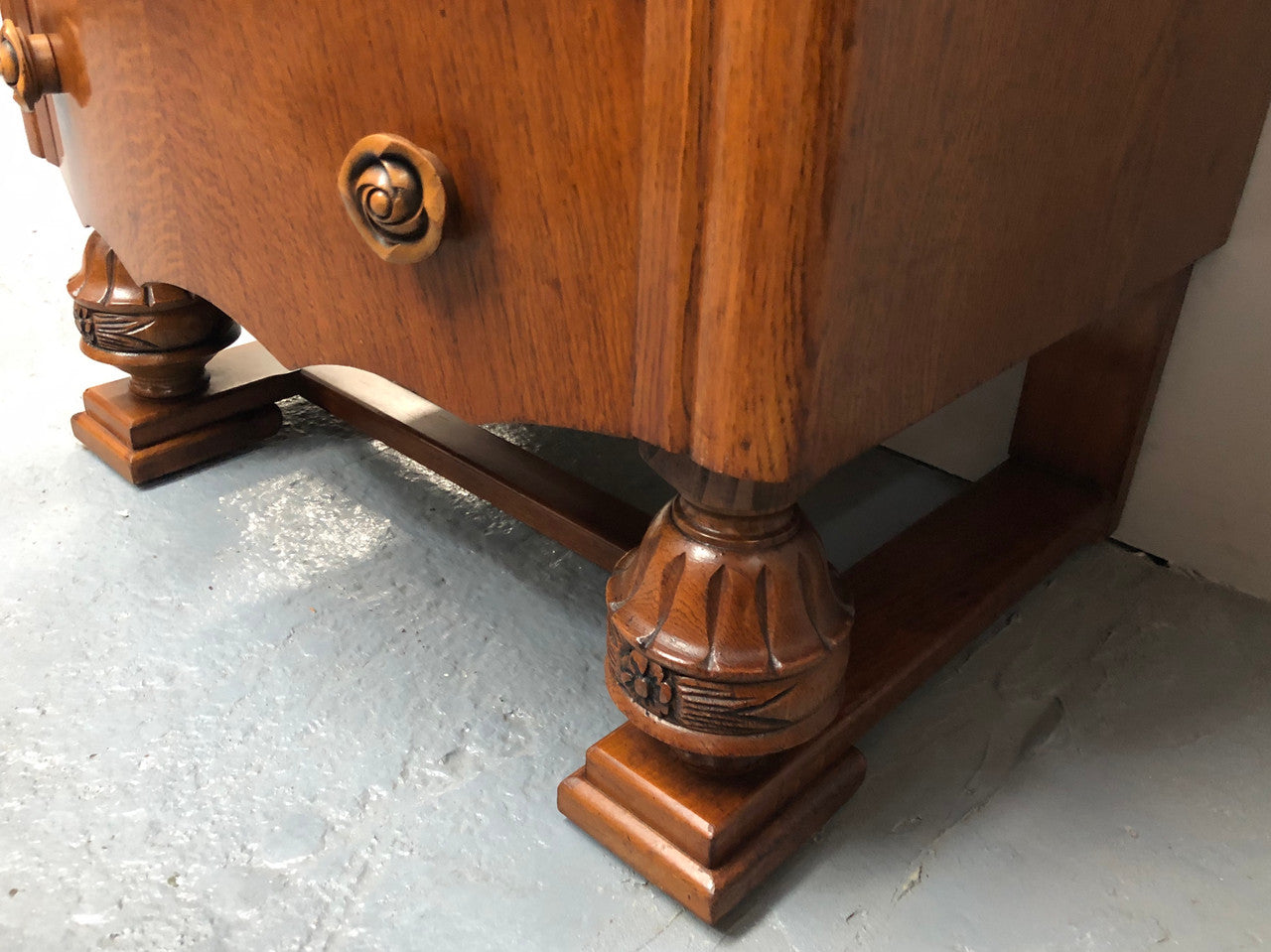 Tudor Style Oak Drop Down Writing Desk for sale at Moonee Ponds Antiques showroom in Airport West