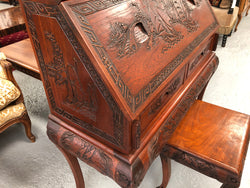 Beautifully carved Small Desk and stool | Antique & Vintage | Moonee Ponds Antiques | Australia Wide Delivery