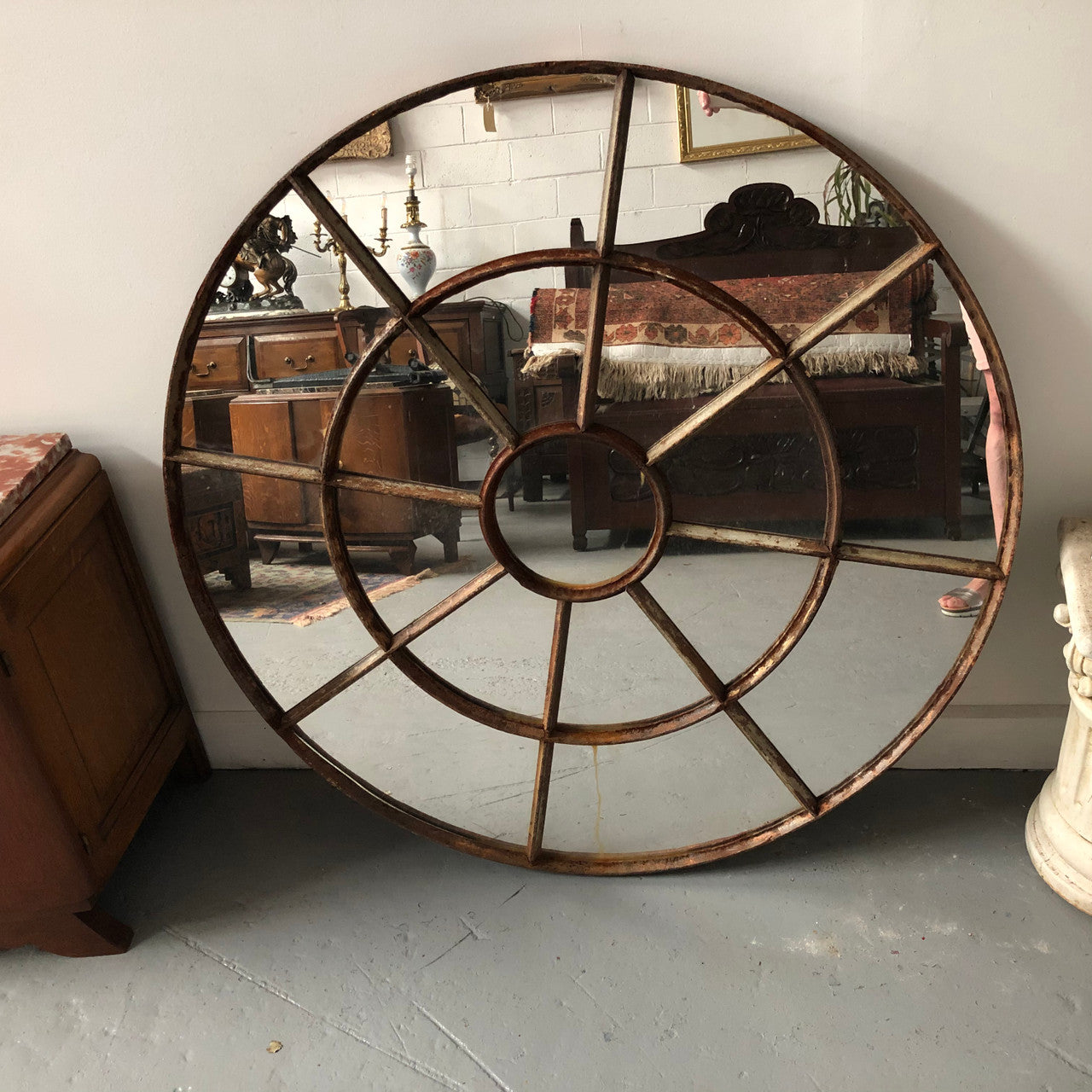 French Cast Iron Round Garden Mirror | Antique & Vintage | Moonee Ponds Antiques | Australia Wide Delivery