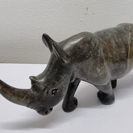 Vintage African Hand Carved Stone Rhino Sculpture