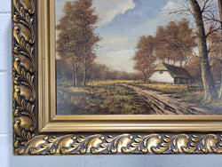 French Oil On Canvas "Cottage Landscape" Painting | Antique & Vintage | Moonee Ponds Antiques | Australia Wide Delivery