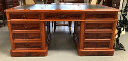 Antique French Mahogany & Leather Inset Top Double Pedestal Partners Desk | Antique & Vintage | Moonee Ponds Antiques | Australia Wide Delivery