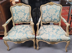 Pair of French Upholstered Louis XV Style Painted Armchairs | Antique & Vintage | Moonee Ponds Antiques | Australia Wide Delivery