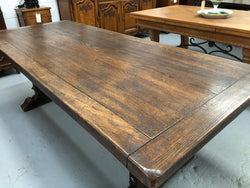French Oak Stretcher Base Farmhouse Dining Table | Antique & Vintage | Moonee Ponds Antiques | Australia Wide Delivery