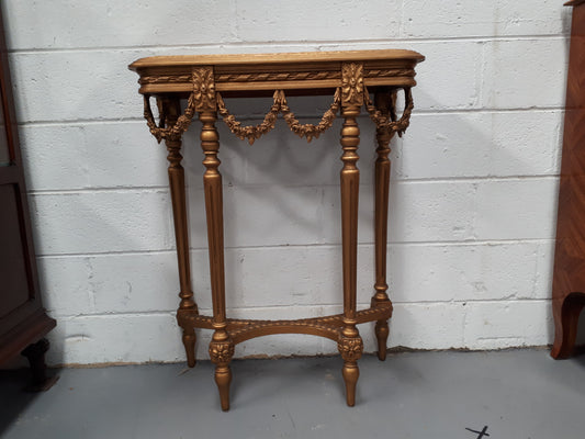 Antique French 19th century Louis XVI style inset marble top & giltwood console table. In good condition. Circa 1880