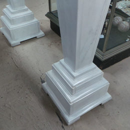 A beautiful and very hard to find pair of 19th-century classical white marble pedestals. In good condition.