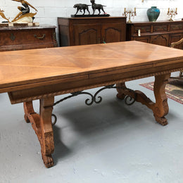 French Oak Spanish Style Extension Table
