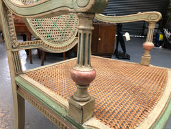 Painted French Louis XVI Style Cane Panel Arm Chair | Antique & Vintage | Moonee Ponds Antiques | Australia Wide Delivery