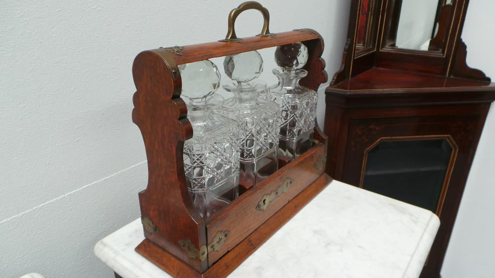 Edwardian Oak Tantalus | Antique & Vintage | Moonee Ponds Antiques | Australia Wide Delivery