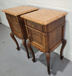 French Oak Louis 15th Style Marble Top Bedside Cabinets | Antique & Vintage | Moonee Ponds Antiques | Australia Wide Delivery