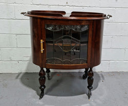 Oak Tudor Auto Trolley With Leadlight Glass | Antique & Vintage | Moonee Ponds Antiques | Australia Wide Delivery