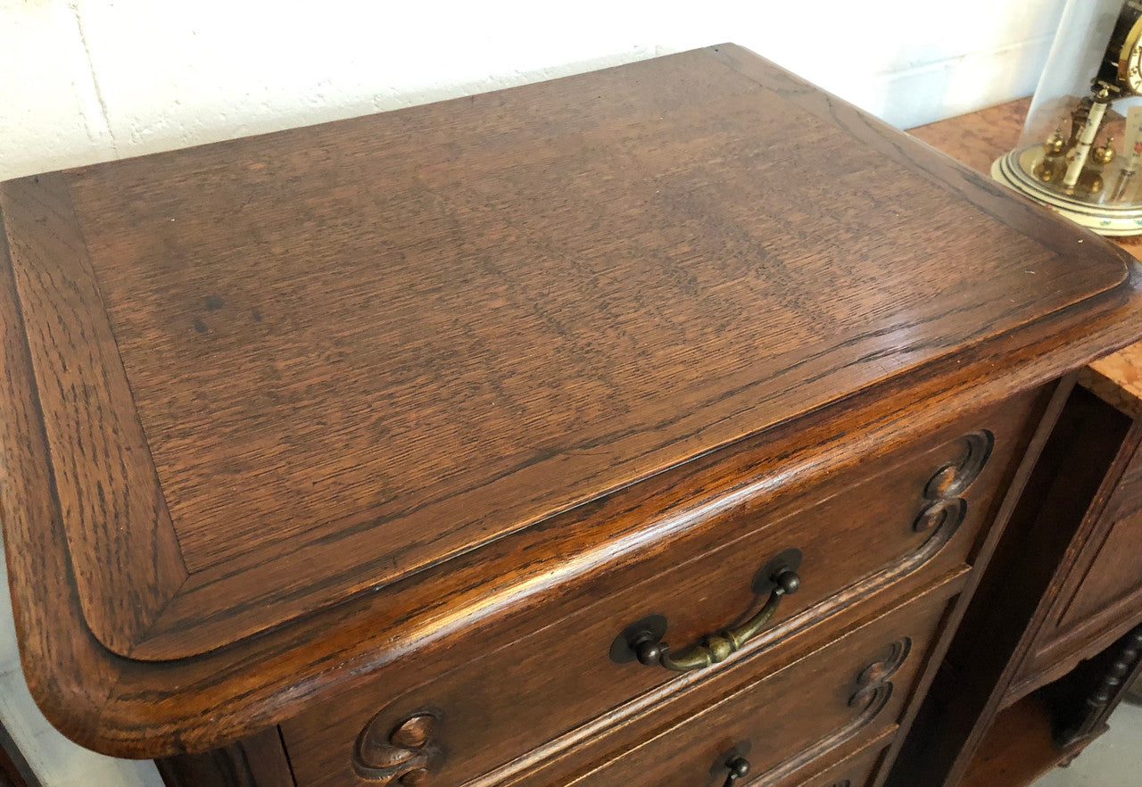 Antique French Oak Louis XV Style 4 Drawer Bedside Cupboard | Antique & Vintage | Moonee Ponds Antiques | Australia Wide Delivery