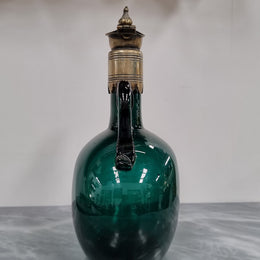 Victorian Hand Blown Green Glass Claret Jug