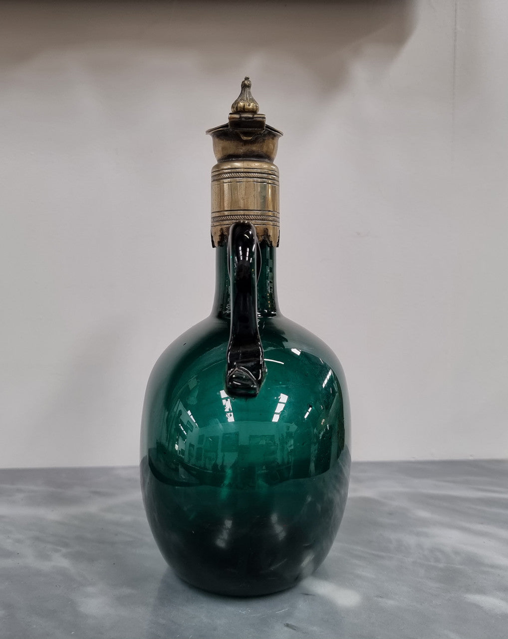 Victorian Hand Blown Green Glass Claret Jug