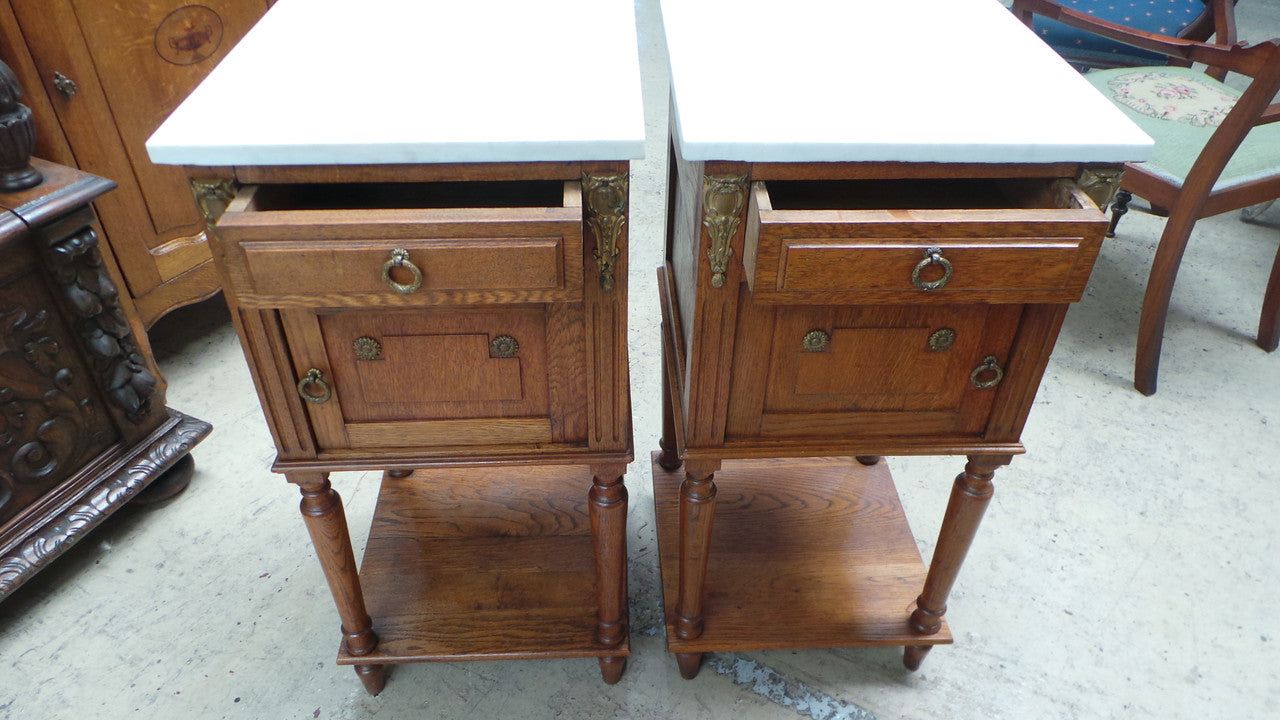 Pair of French Oak Bedside Cabinets-8 | Antique & Vintage | Moonee Ponds Antiques | Australia Wide Delivery