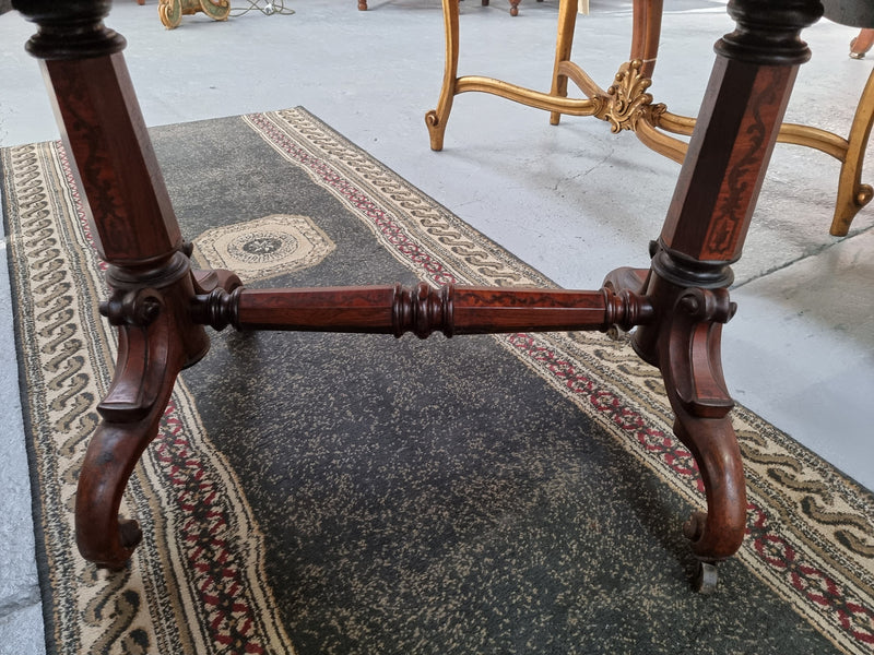 Fabulous marquetry inlaid side table with marquetry extensions and one drawer. Stunning side table or small ladies desk.