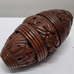 Victorian Hand Carved Coquilla Nut Egg Secret Box