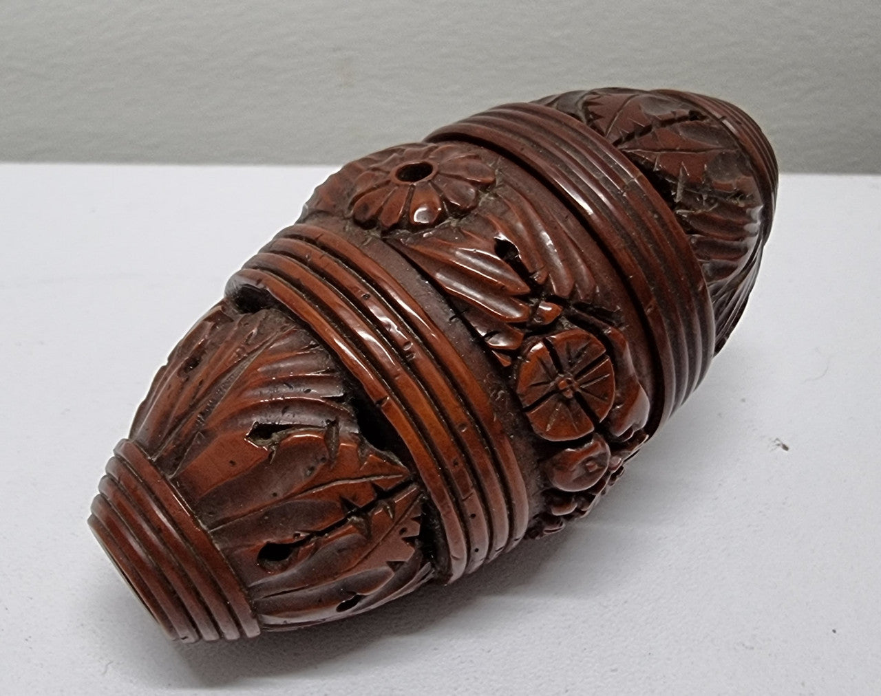 Victorian Hand Carved Coquilla Nut Egg Secret Box