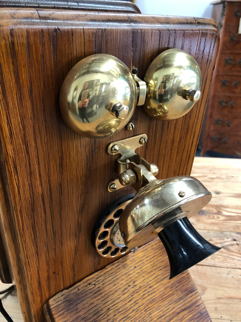 Fabulous Vintage Oak Wall Phone