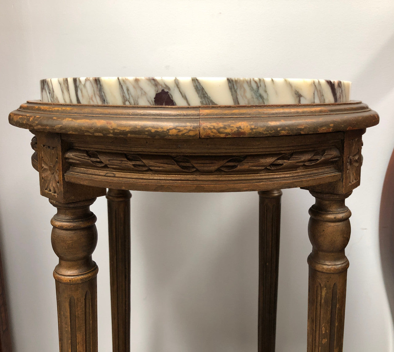 French Round Two Tier Marble Top Gilt Wood Side Table | Antique & Vintage | Moonee Ponds Antiques | Australia Wide Delivery