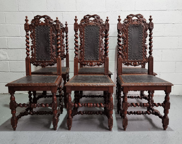 Stunning Set of Six Jacobean Revival Chairs