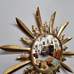 Stunning French Vintage Gilt Metal Starburst Convex Mirror | Antique & Vintage | Moonee Ponds Antiques | Australia Wide Delivery