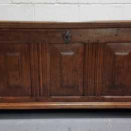 Fabulous rustic early 19th Century French Oak carved coffer with lovely details in good original condition.