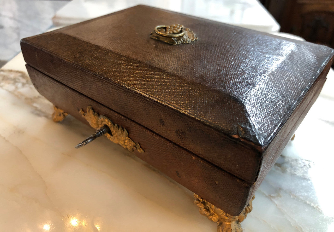 Antique Leather Lockable Trinket Box | Antique & Vintage | Moonee Ponds Antiques | Australia Wide Delivery